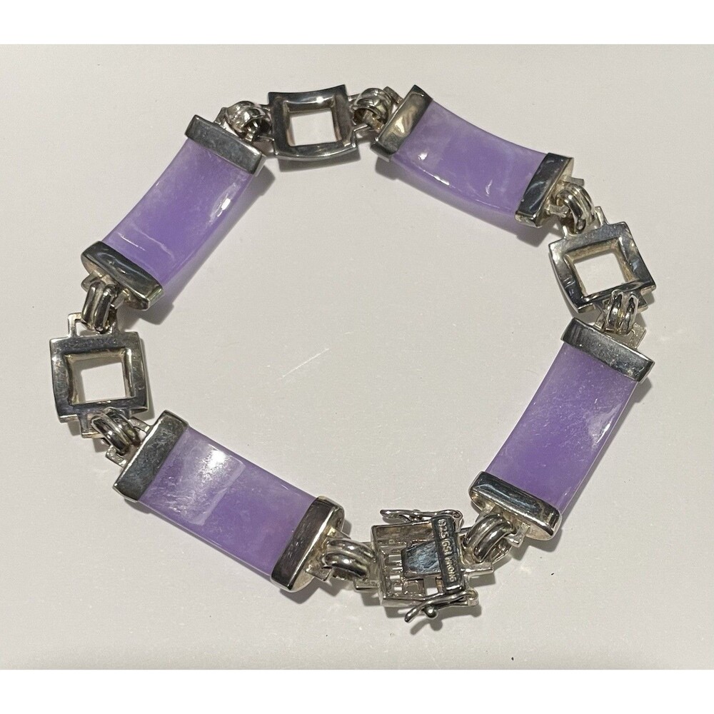Lavendar Jade Bracelet Sterling Silver 925